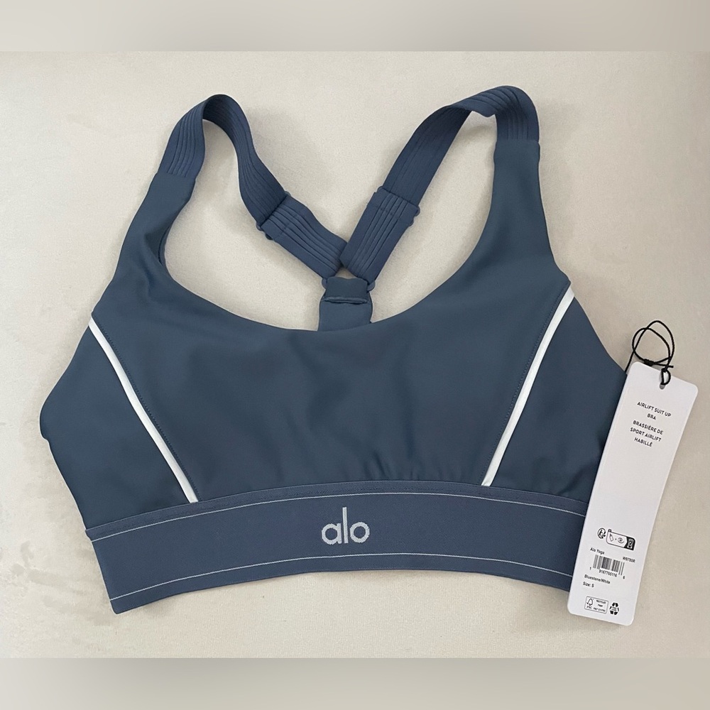 ALO Yoga SET NWT Bluestone White Airlift Suit Up Bra & Airlift Suit Up legging S - Picture 4 of 15